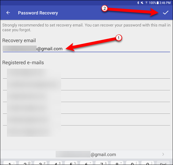 Установите пароль для восстановления электронной почты