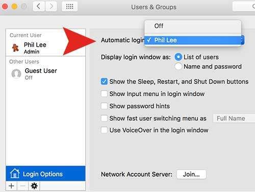 Включение автоматического входа в Mac OS X El Capitan